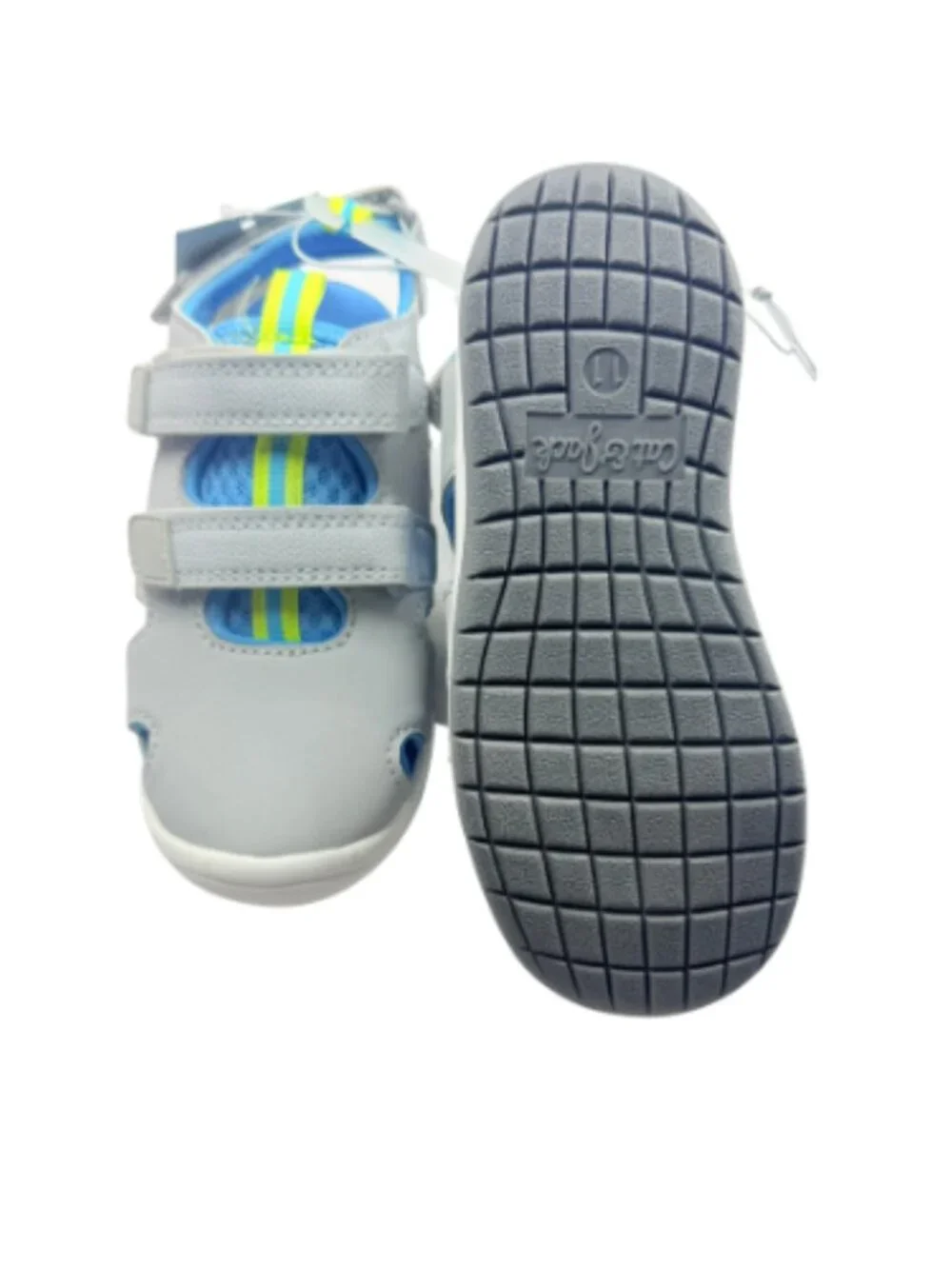 Cat & Jack Boys Closed Toe Summer Sandals Gray Blue Hook & Loop Strap Size 11